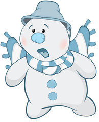 Illustration of Cute Snowman. Cartoon Character