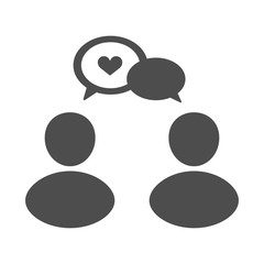 Man and woman talk with balloon. Vector.