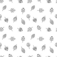 Vector hand drawn seamless pattern, decorative stylized childish trees. Doodle style, tribal graphic illustration. Ornamental cute hand drawing Series of doodle, cartoon, sketch seamless patterns