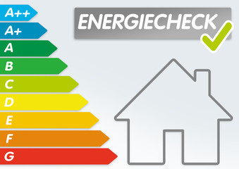 Haus mit Energieeffizienklassen und Energiecheck Energieverbrauch