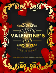 Holiday poster for St.Valentine's day with heart shape and text. Vector illustration.
