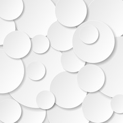 White circle paper cut style with drop shadow on white background. Modern elegant  backdrop. Round notes