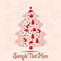 Christmas greeting card with Christmas elements and space for text.