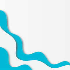 Modern paper art cartoon abstract blue and white water waves. Realistic trendy craft style. Origami design template.