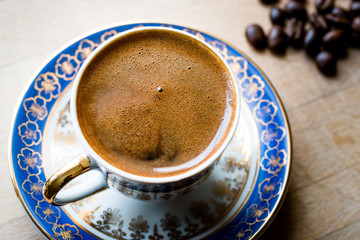 Traditional Turkish coffee with Beans.