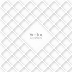 Geometric cellular pattern. Abstract spatial monochrome structure with a shadow. Stack of white net background