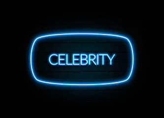 Celebrity  - colorful Neon Sign on brickwall