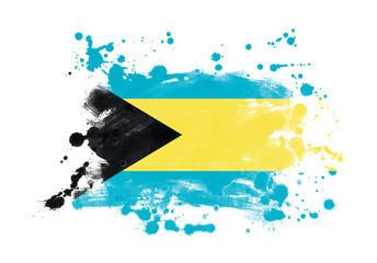 Bahamas flag grunge painted background