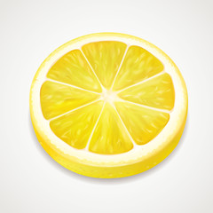 Lemon juicy slice realistic fruit