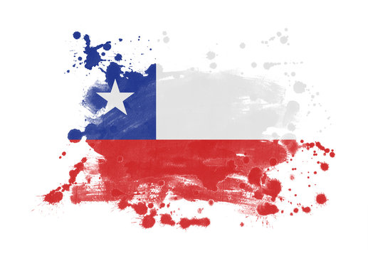 Chile flag grunge painted background
