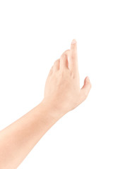 Close up Hand and arm  on white  background.