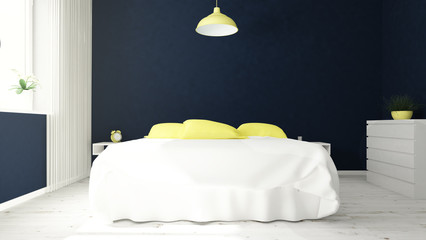 modern bedroom blue and yellow
