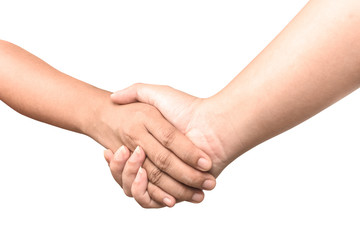 Close up Hand and arm  on white  background.