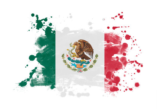 Mexico flag grunge painted background