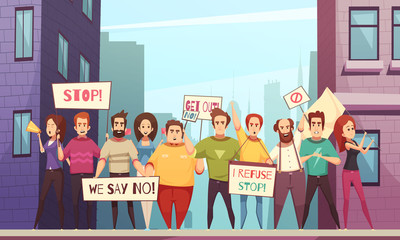 Protesting Crowd Vector Illustration