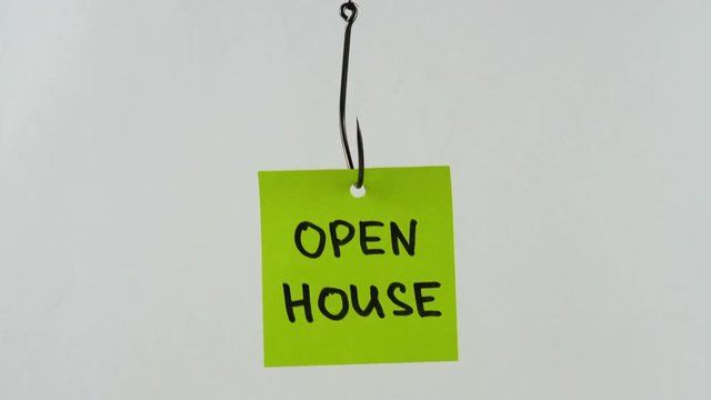 Illustration, on fishhook Open House