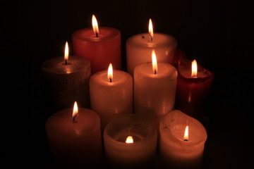 Fototapeta na wymiar Group of burning candles