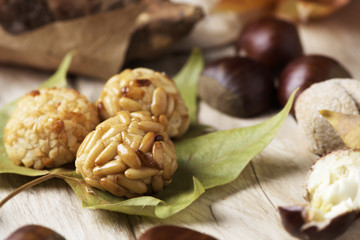 chestnuts and panellets, typical of Catalonia