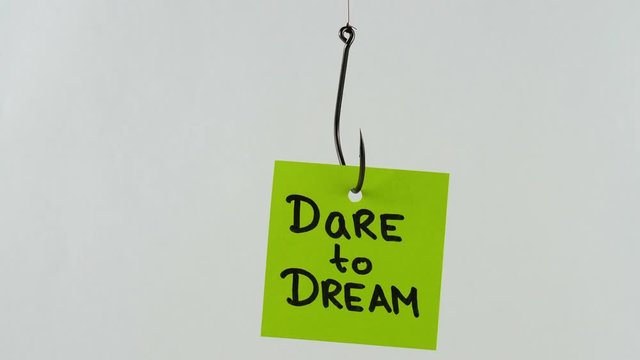 Illustration, on fishhook Dare to Dream