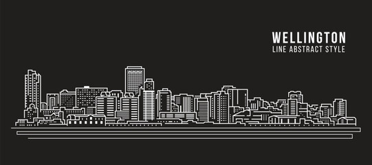 Cityscape Building Line art Vector Illustration design - Wellington city