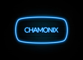 Chamonix  - colorful Neon Sign on brickwall