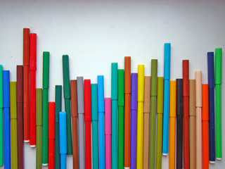 Felt pens closeup on a white background