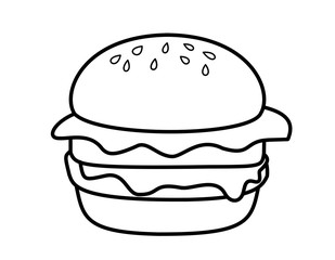 ハンバーガー(線画、ゴマ)
