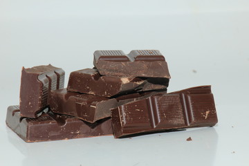 Pieces of a dark chocolate bar
