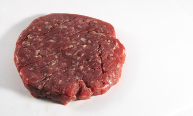 Isolated raw hamburger