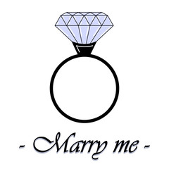 An illustration with a diamond ring. Marry me.