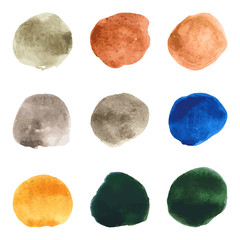 Set of pastel watercolor vector circles.