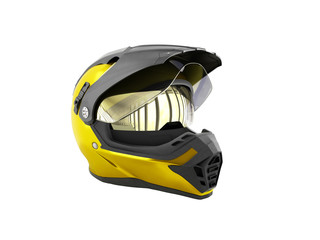 yellow motocross helmet 3d render on white no shadow