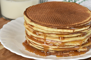 Stroopwafels or Dutch Waffles with caramel.