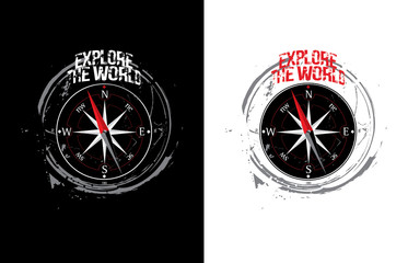Explore the world concept. Vector illustration for t-shirt
