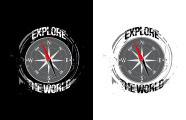 Explore the world concept. Vector illustration for t-shirt
