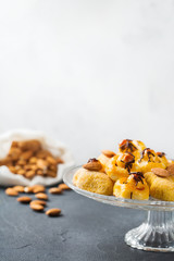 Almond pastry, cookies, biscuits, sweets on a table