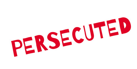 Persecuted rubber stamp. Grunge design with dust scratches. Effects can be easily removed for a clean, crisp look. Color is easily changed.