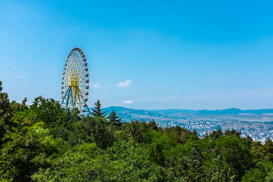 Tbilisi, Georgia, Europe - Big ferris wheel at Mtatsminda Park.