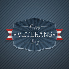 Fototapeta na wymiar Happy Veterans Day greeting Label