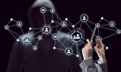 Social networking connection. Mixed media