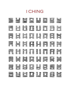 I Ching hexagrams. The 64 symbols of Chinese Book of Changes. Handmade vector ink painting.