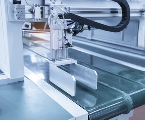 robotic machine tool in industrial manufacture plant,Smart factory industry 4.0 concept.