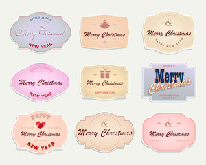 Christmas label with light colors, set
