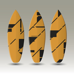 Vector Surfboards Design With Abstract Colorful Pattern