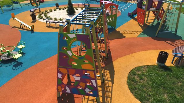 aerial view on children's Playground in the modern village