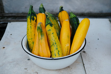 The zucchini in the bowl