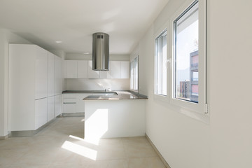 Modern apartment, empty spaces, kitchen