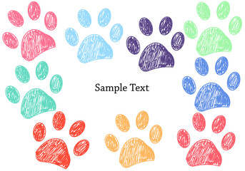 Colorful doodle paw print background © HELIORA