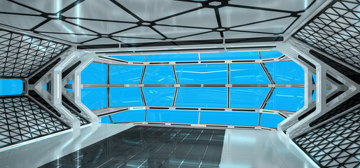 Fototapeta premium Spaceship bright interior 3D rendering