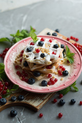 Belgian waffles with fresh berries